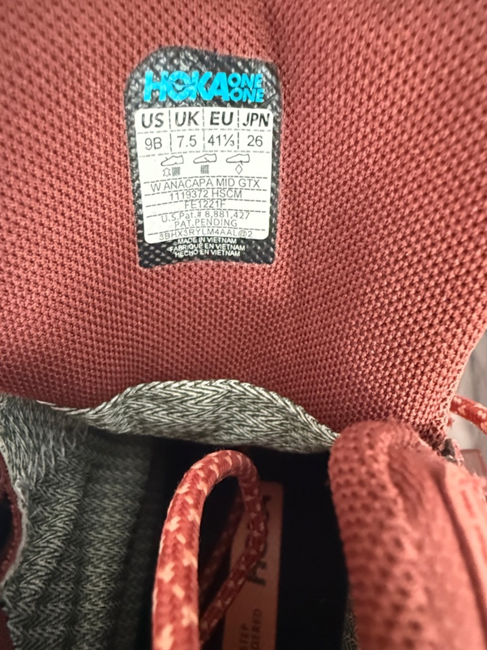 Hoka One One Rust Red Gore-Tex Trail Sneakers - Picture 2 of 6